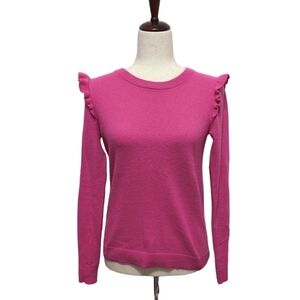 4/$12 J. Crew Factory Magenta Pink Sweater with Ruffle size XS